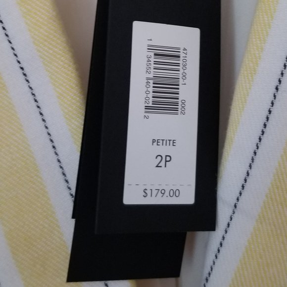 Banana Republic Stretch Linen Soft Yellow Pinstripe Tailored Blazer Size 2P - Picture 4 of 10